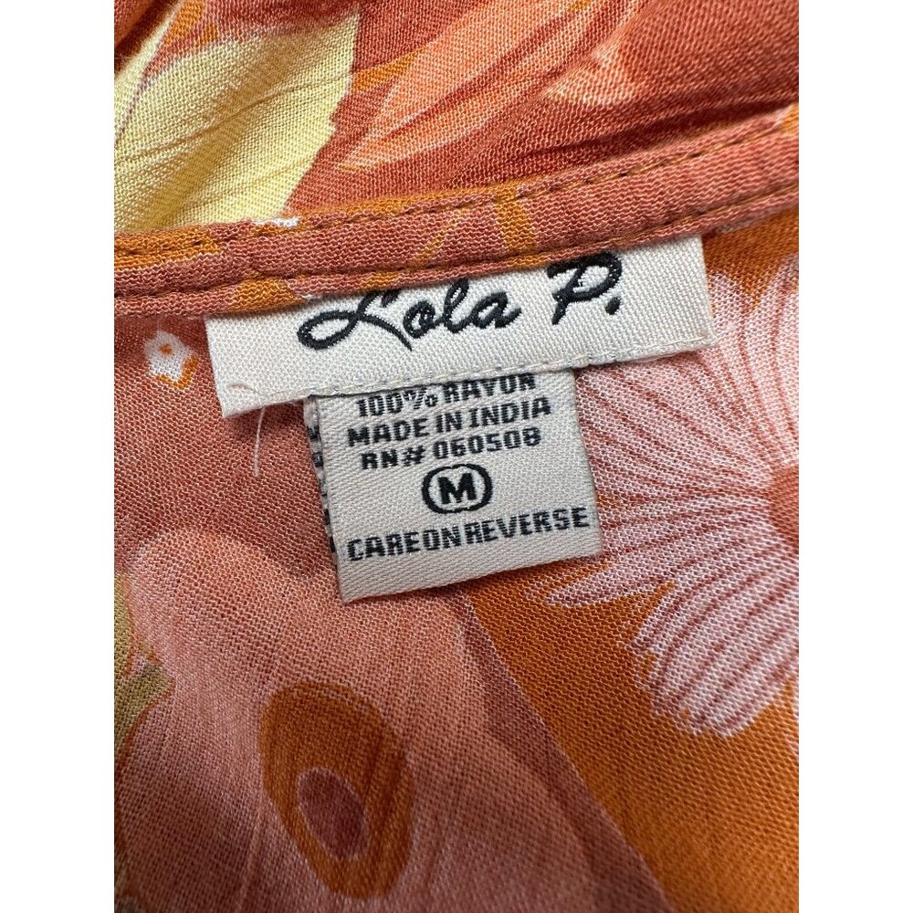 Lola P Dress Medium Floral Asymmetrical Handkerchief Hem Boho Y2K Fairy Tropical - Picture 3 of 15